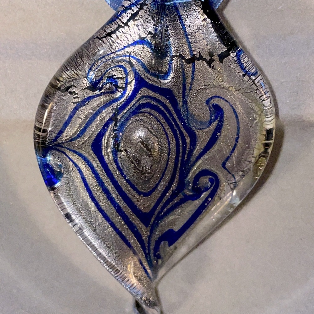 Unique Glass Pendant on Ribbon Necklace